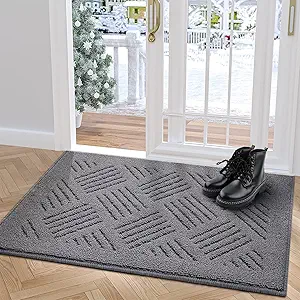 Door Mat Indoor Doormat,Front Back Door Mats Non Slip Entrance Rugs Rubber Backing,Inside Doormats for Entryway Low-Profile, Absorbent Resist Dirt Floor Mats Washable,20"x32"Grey