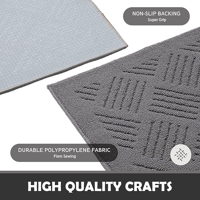 Door Mat Indoor Doormat,Front Back Door Mats Non Slip Entrance Rugs Rubber Backing,Inside Doormats for Entryway Low-Profile, Absorbent Resist Dirt Floor Mats Washable,20"x32"Grey - Image 2